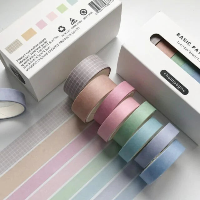 Retro Solid Color Decoration Washi Tape Set