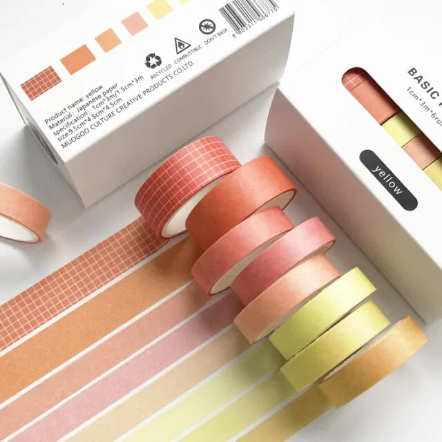 Retro Solid Color Decoration Washi Tape Set