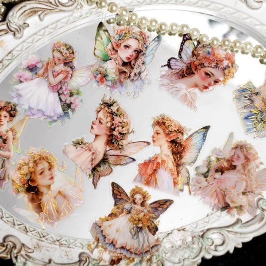 Fantasy Fairy Stickers；120 pcs PET Scrapbook Stickers；Elf Sticker for Scrapbooking Junk Journal Crafts Decoration Diary；PET Stickers for Journaling (Four Seasons Spirit)