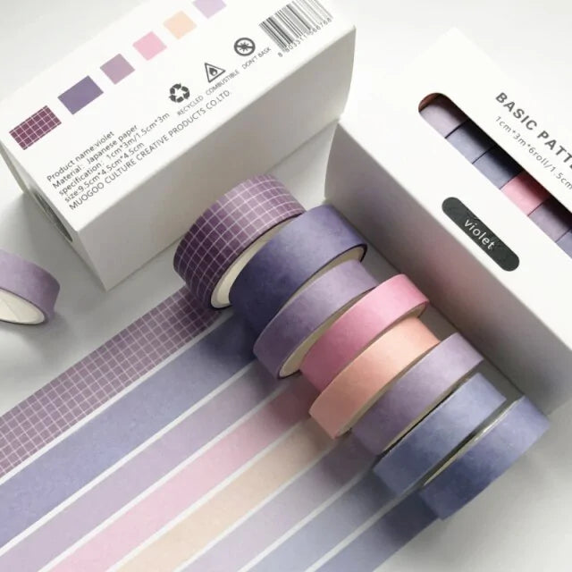 Retro Solid Color Decoration Washi Tape Set