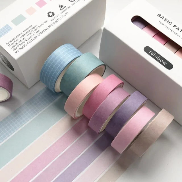 Retro Solid Color Decoration Washi Tape Set